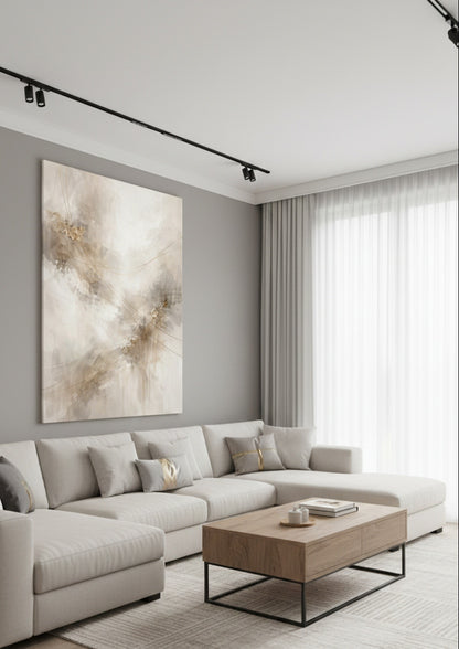 Tableau abstrait contemporain doux en décoration murale
