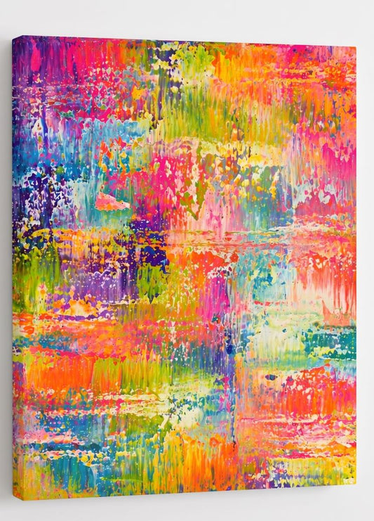 Tableau abstrait multicolore pour salon moderne et design
