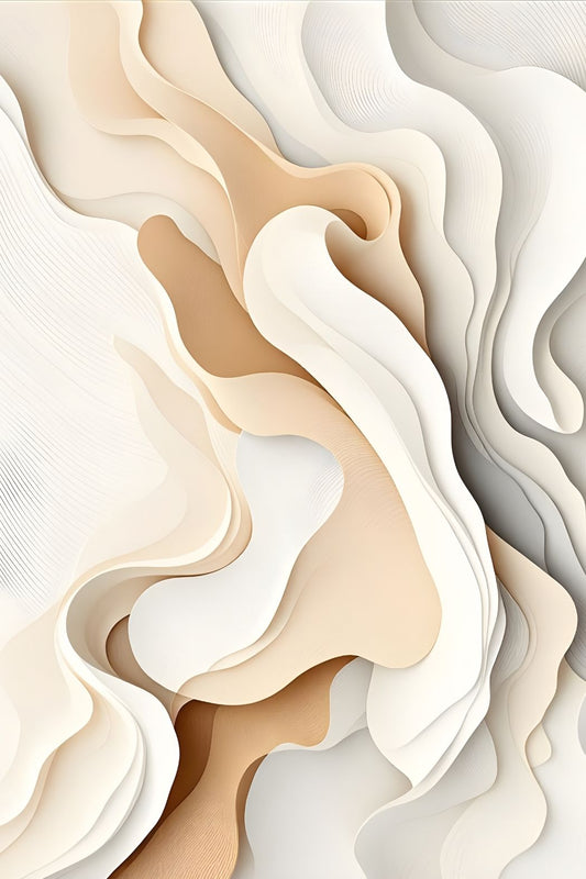 Tableau abstrait fluide aux formes organiques
