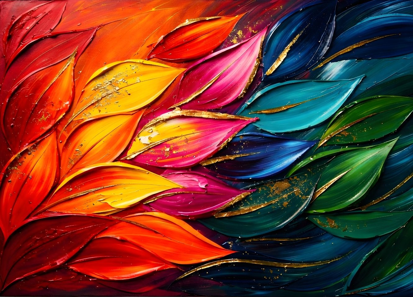 Tableau abstrait contemporain avec formes organiques colorées et texture picturale
