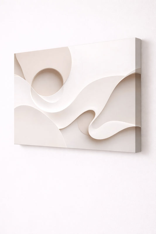 Œuvre abstraite calme et texturée
