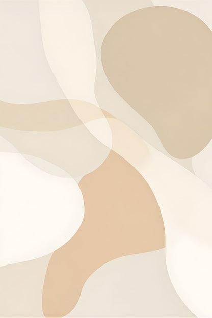 Tableau abstrait doux aux formes organiques
