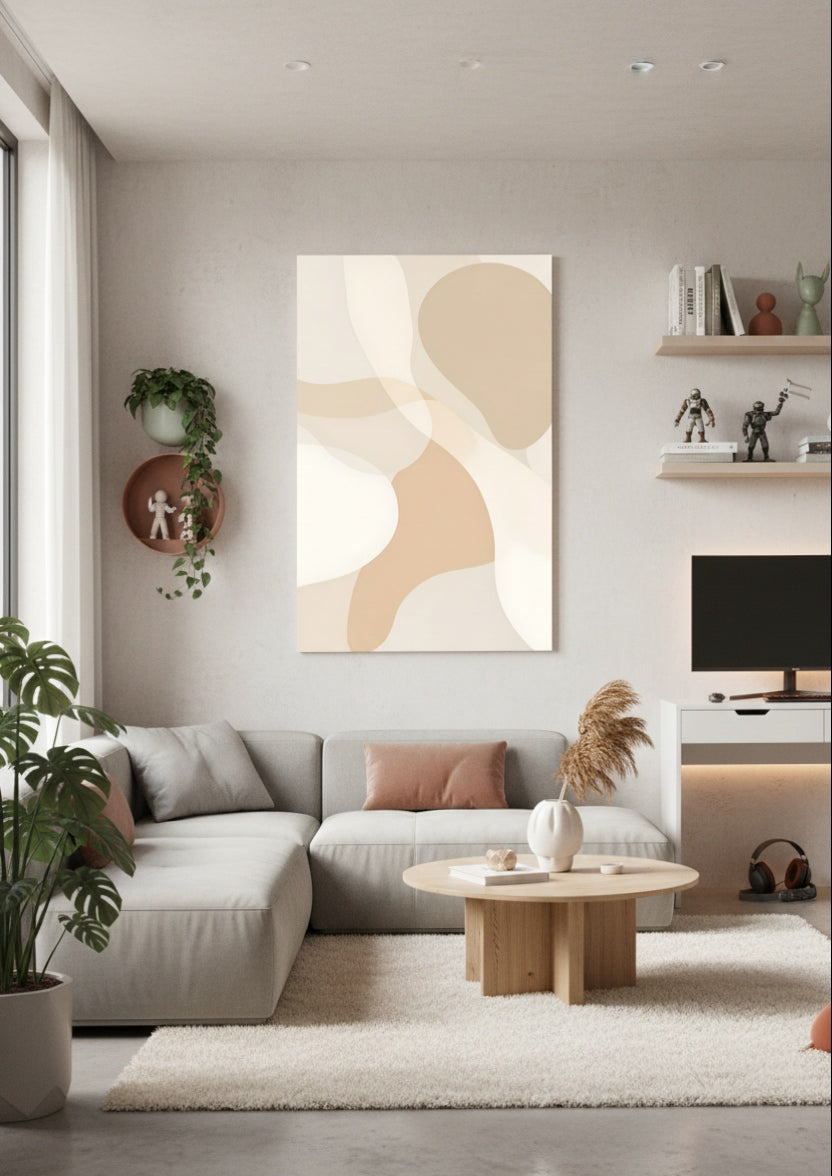 Tableau abstrait calme en décoration contemporaine
