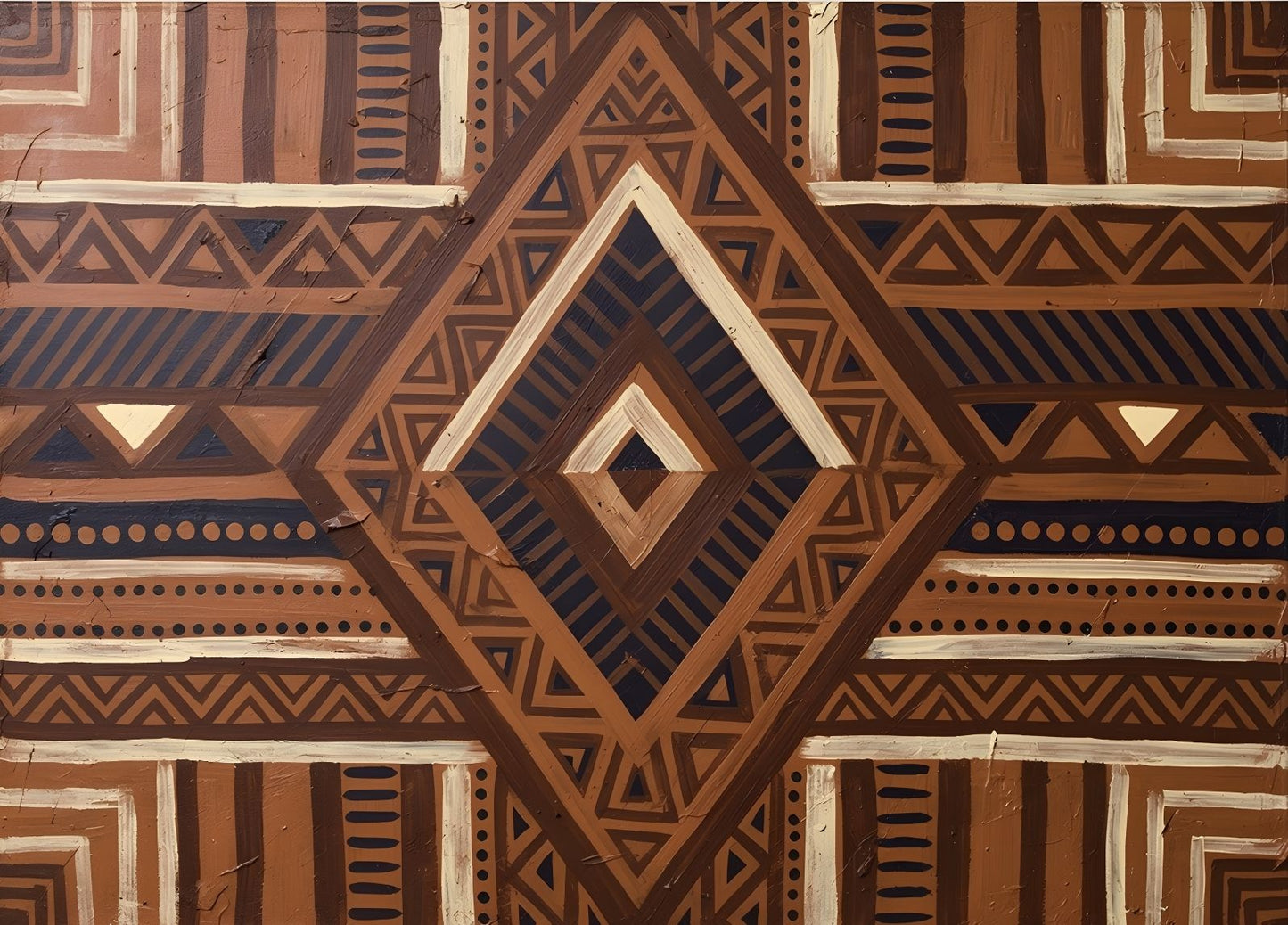 Tableau abstrait afro bohème géométrique
