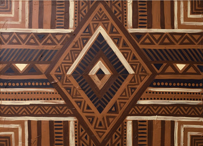 Tableau abstrait afro bohème géométrique
