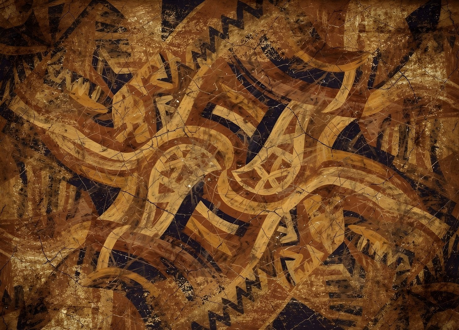 Tableau abstrait afro bohème aux motifs tribaux
