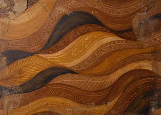 Tableau abstrait afro bohème aux motifs tribaux
