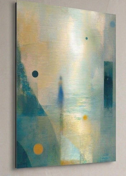 Tableau alu de figuration contemporaine aux nuances vertes et turquoise
