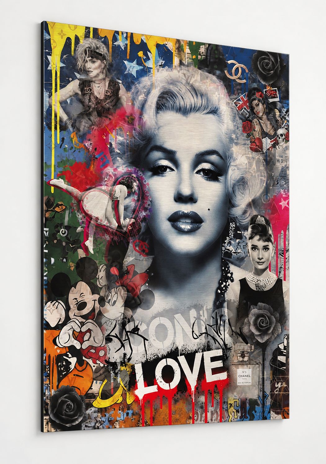 Tableau pop art sur le thème de l'amour imprimé sur plaque alu dibond haut de gamme