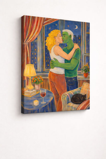 Tableau moderne toile vue profil châssis
