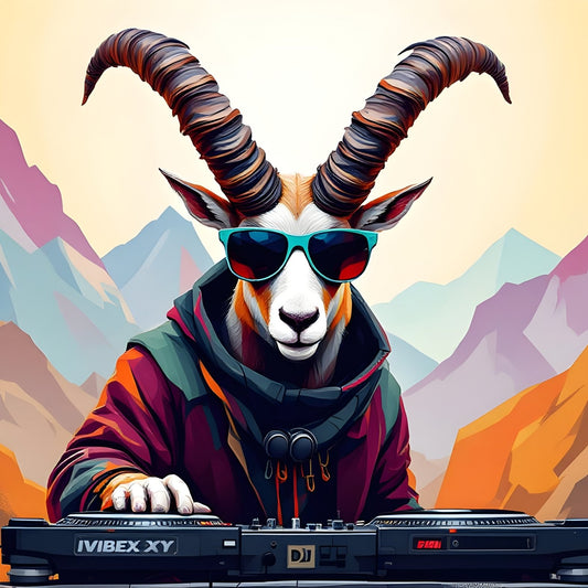 Tableau animal décalé chèvre DJ vue de face
