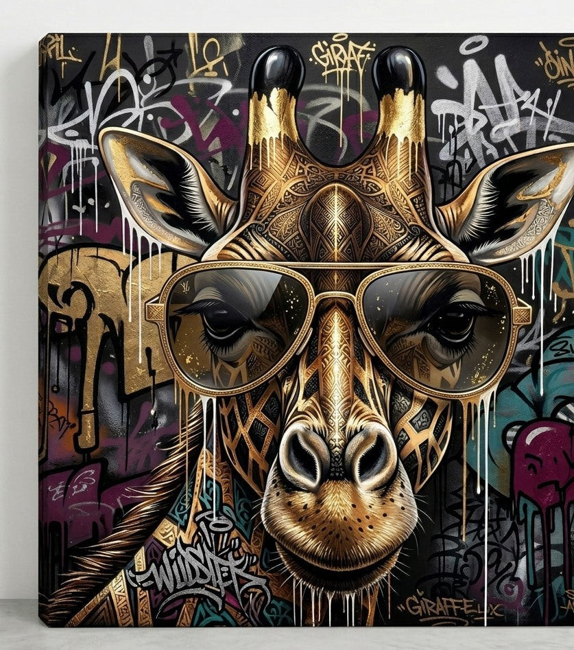 Œuvre pop art street art mêlant élégance animale et énergie urbaine moderne
