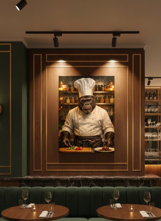 Tableau animal décalé gorille en décoration murale intérieure
