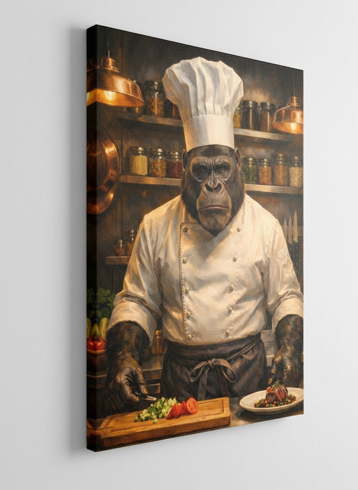 Tableau animal décalé gorille sur toile vue de profil
