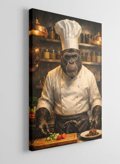 Tableau animal décalé gorille sur toile vue de profil
