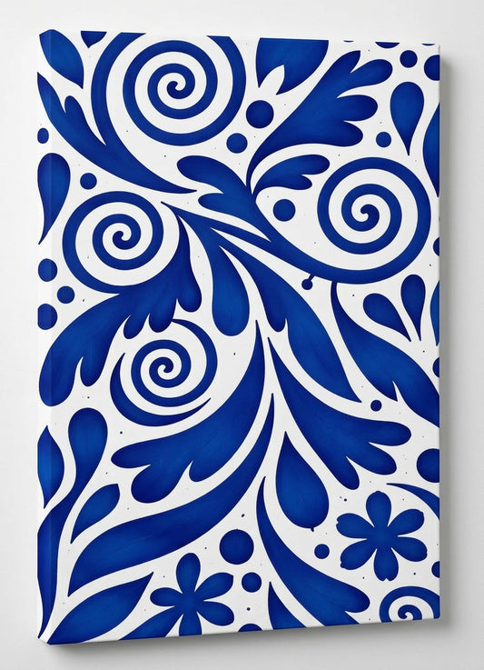 Tableau design graphique bleu blanc décoration murale moderne
