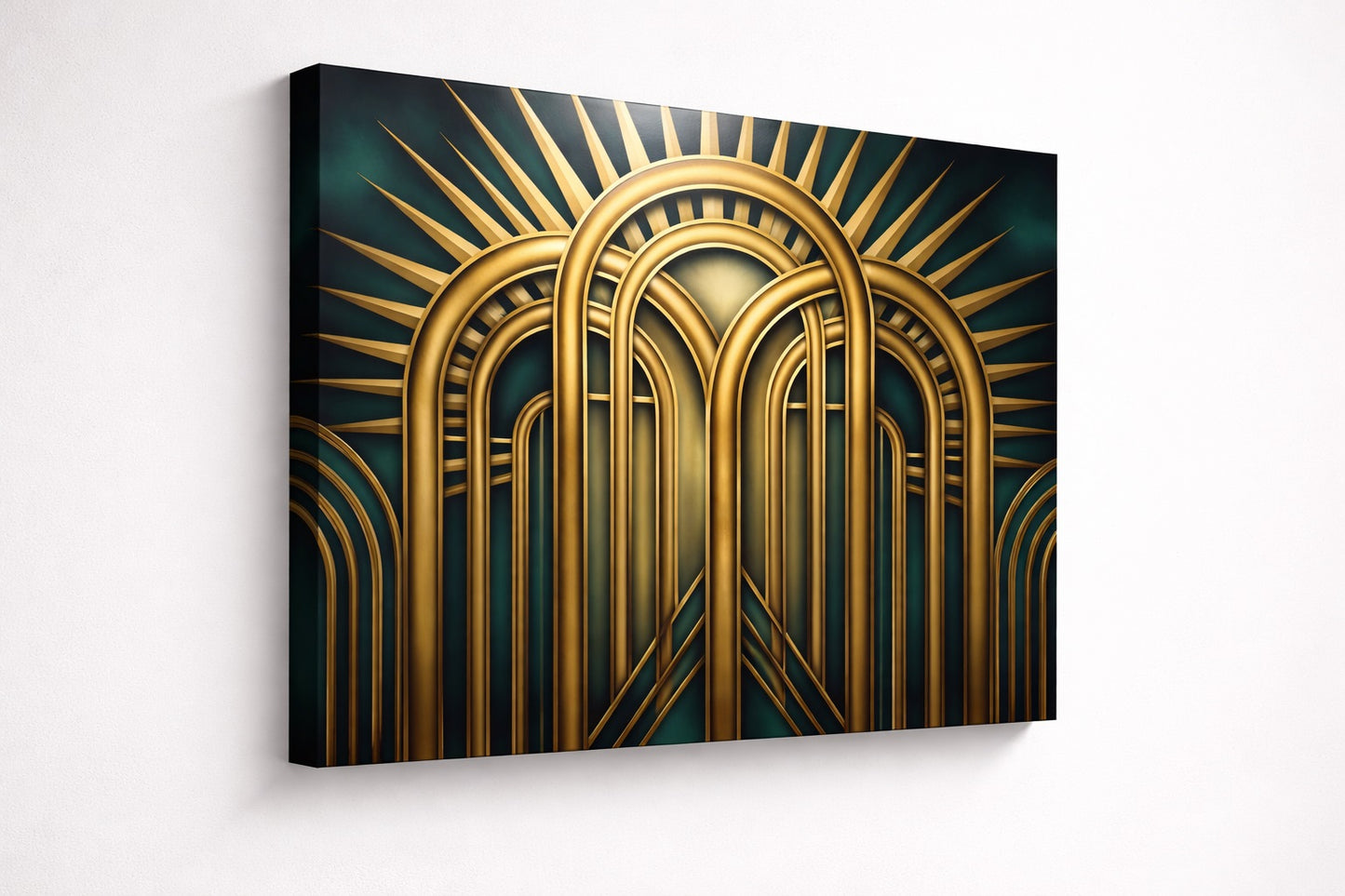 Tableau art déco arches dorées sur aluminium dibond
