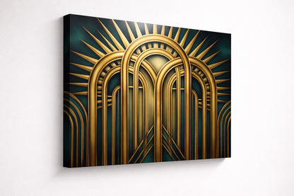 Tableau art déco arches dorées sur aluminium dibond
