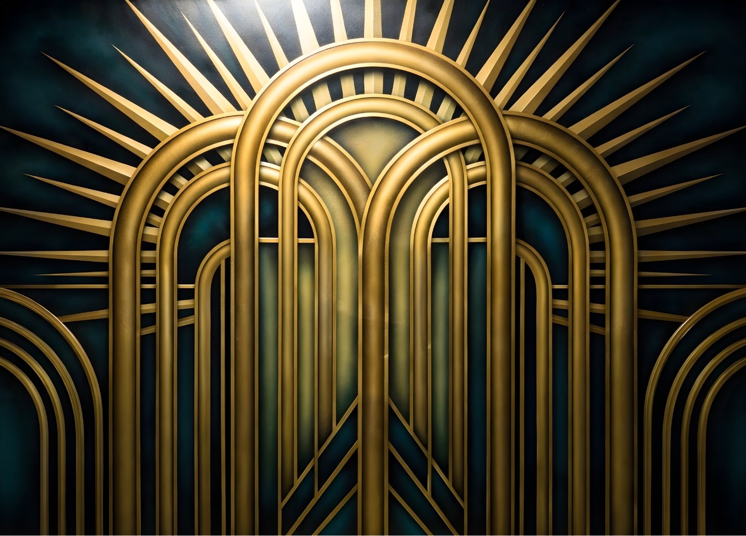 Tableau art déco arches dorées vue de face
