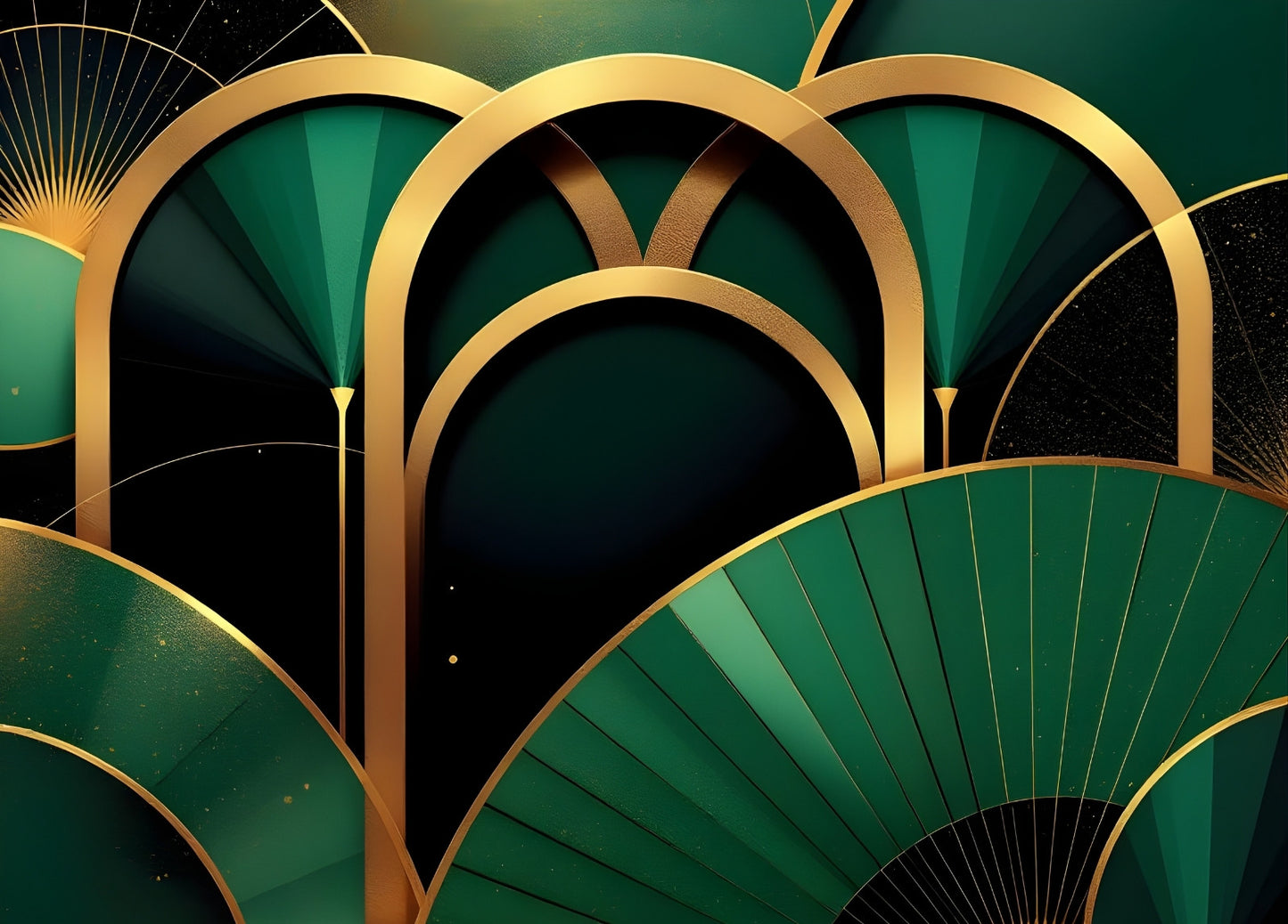 Tableau art déco néo déco vert émeraude vue de face
