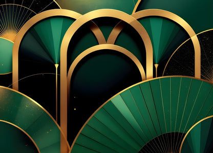 Tableau art déco néo déco vert émeraude vue de face
