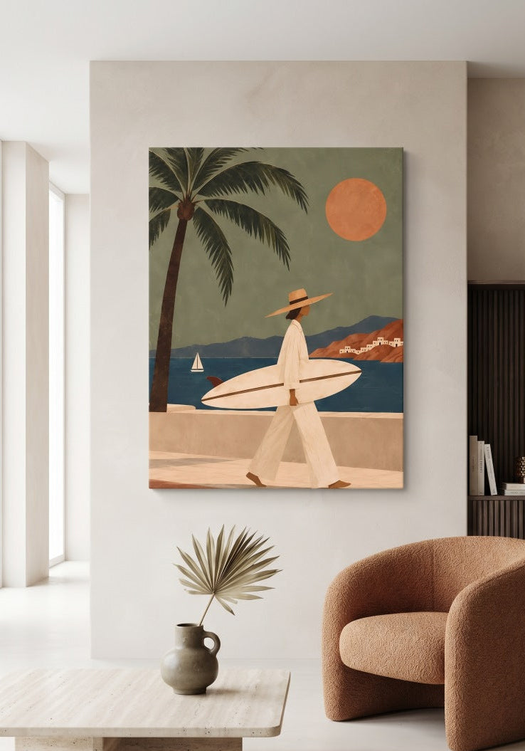 Tableau bord de mer Endless Summer présenté dans une décoration de salon
