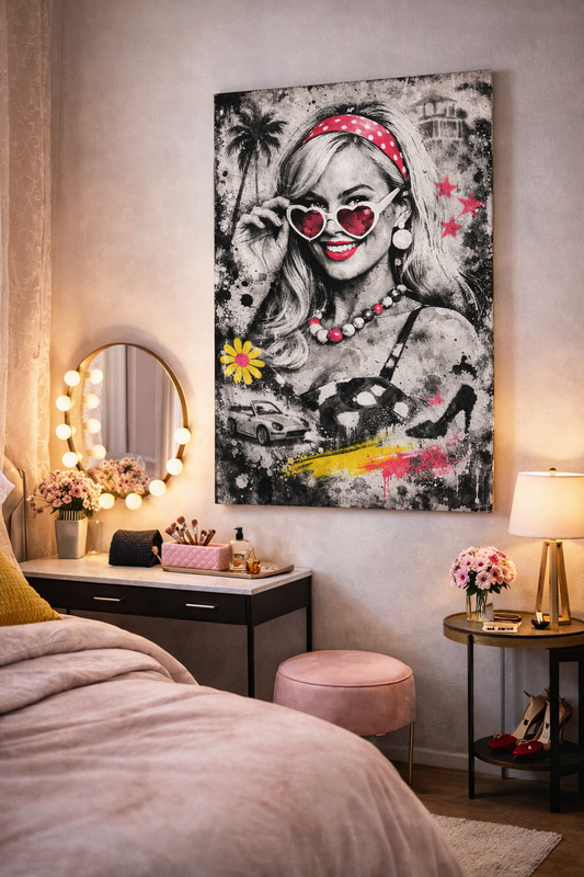 Portrait iconique Margot Robbie décoration murale
