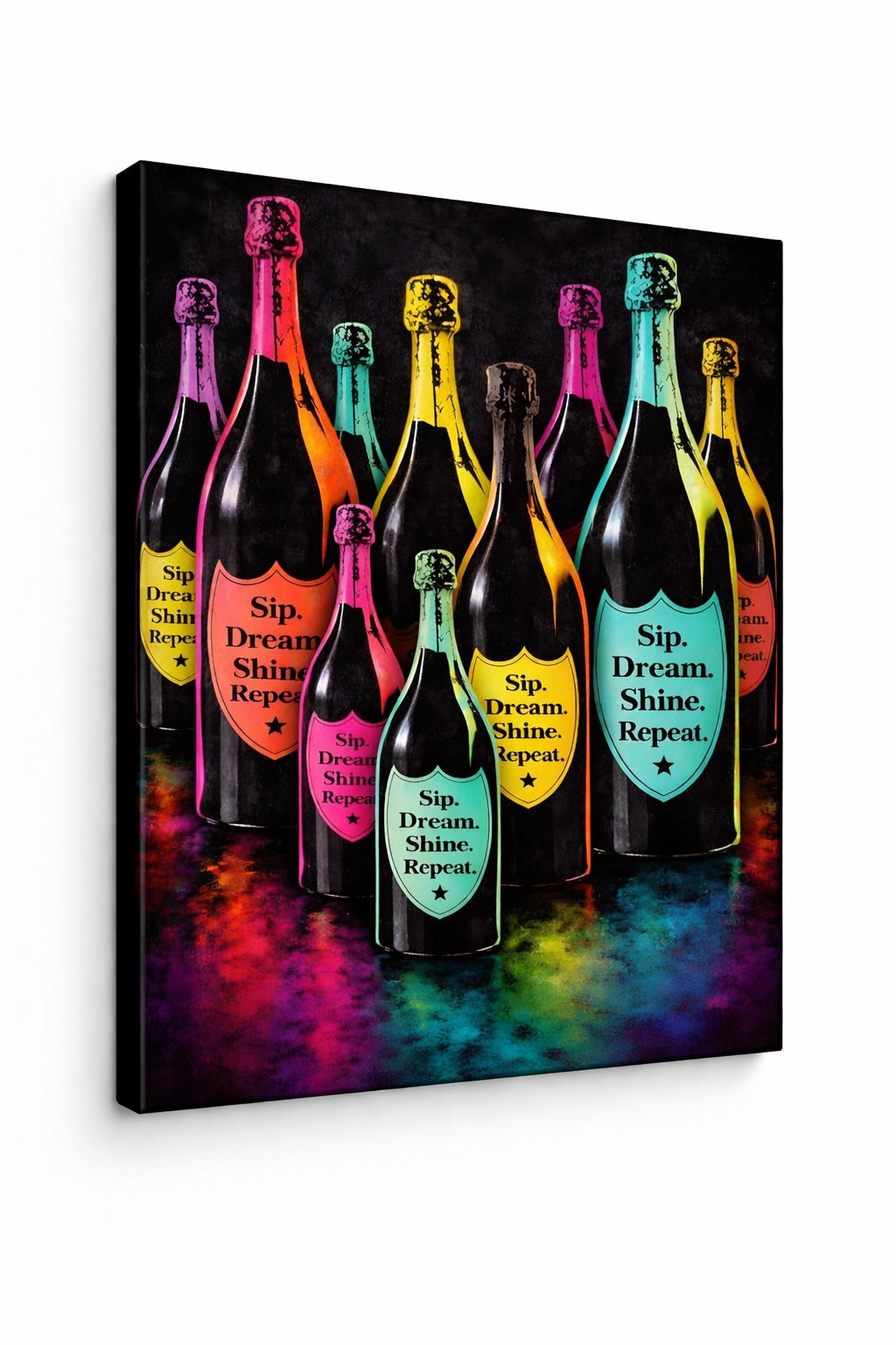 pop art bouteilles champagne décoration murale moderne
