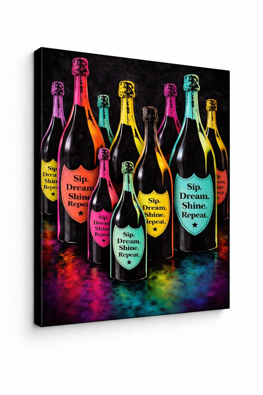 pop art bouteilles champagne décoration murale moderne
