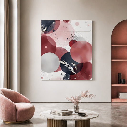 Tableau contemporain avec composition abstraite rouge et design artistique moderne
