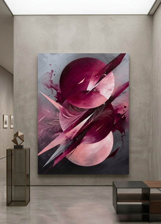 Tableau contemporain rouge avec composition abstraite et design moderne haut de gamme
