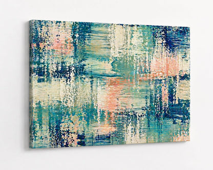 Décoration murale abstraite texturée avec effets de matière et palette douce contemporaine
