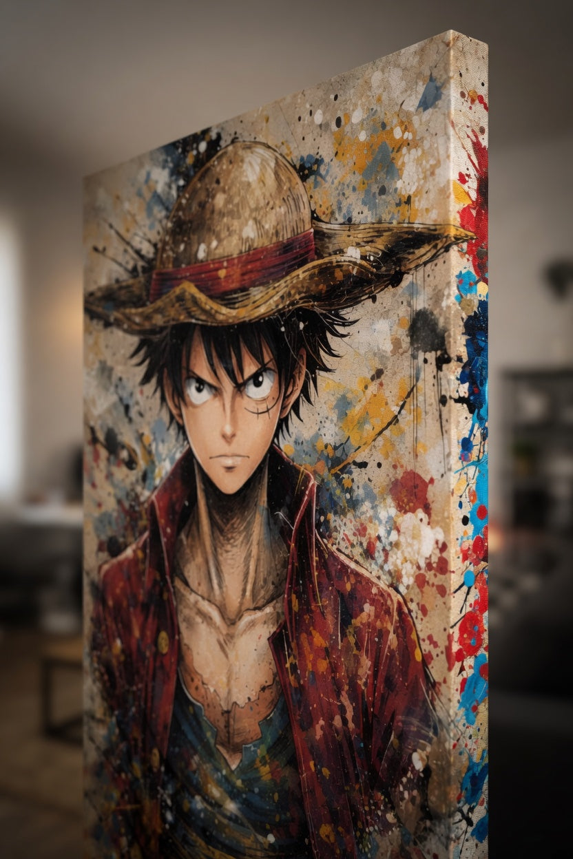 tableau luffy pris en photo chez un client iconik-art satisfait de sa commande