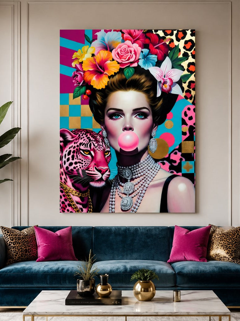 Tableau décoration femme pop art chic pour intérieur moderne et tendance
