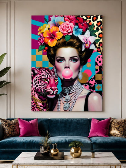 Tableau décoration femme pop art chic pour intérieur moderne et tendance
