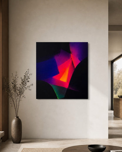 Décoration murale abstraite contemporaine avec ambiance lumineuse et style artistique moderne
