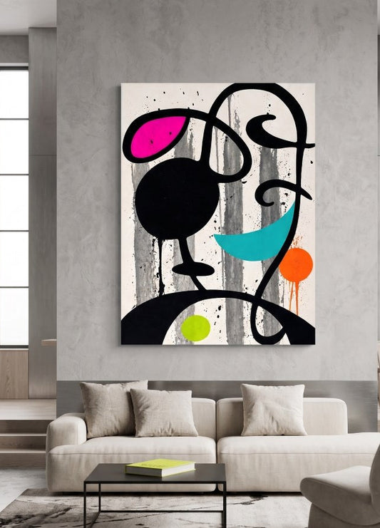 Décoration murale graphique abstraite avec influences minimalistes et art contemporain
