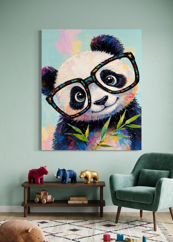 Décoration murale panda pop art moderne avec couleurs vibrantes et ambiance design
