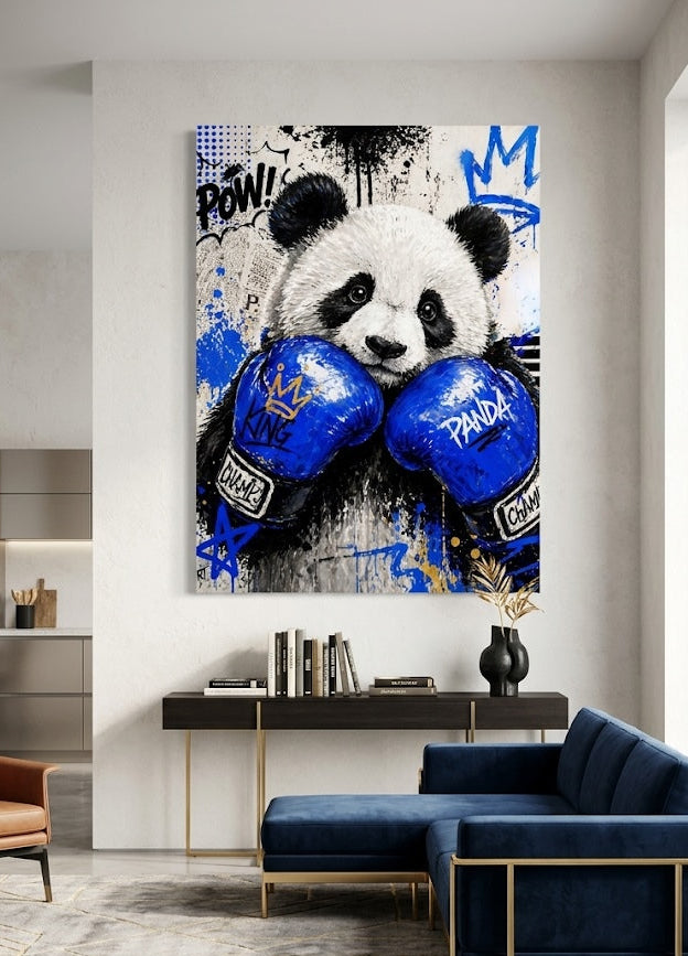 Décoration murale panda street art moderne avec influences graffiti et pop art contemporain
