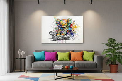 Tableau pop art inspiré de KAWS pour décoration murale design et moderne

