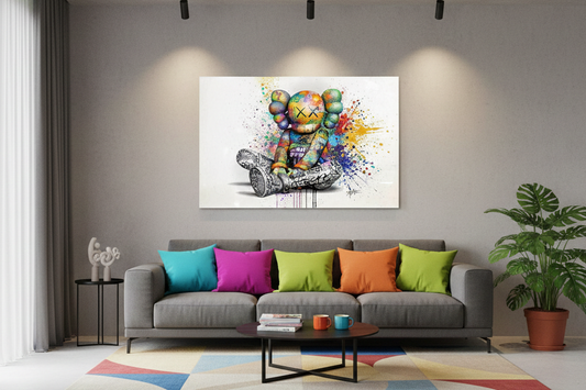 Tableau pop art inspiré de KAWS pour décoration murale design et moderne
