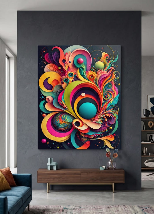 Décoration murale abstraite inspirée de l'espace, des orbites et des nébuleuses
