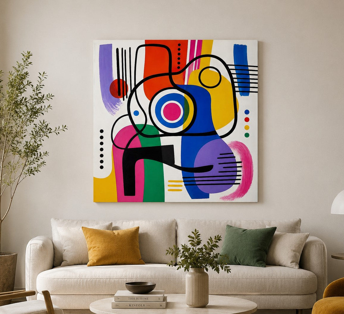 Tableau design abstrait graphique aux formes géométriques contemporaines
