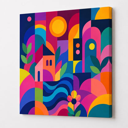 Tableau design coloré contemporain pour salon
