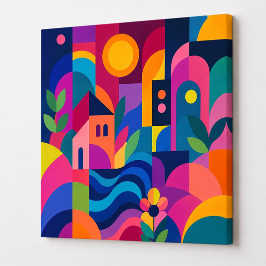 Tableau design coloré contemporain pour salon
