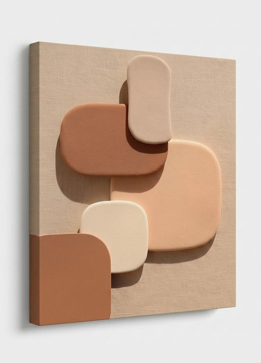 Tableau contemporain minimaliste aux formes douces et tons naturels idéal pour une décoration murale design et harmonieuse
