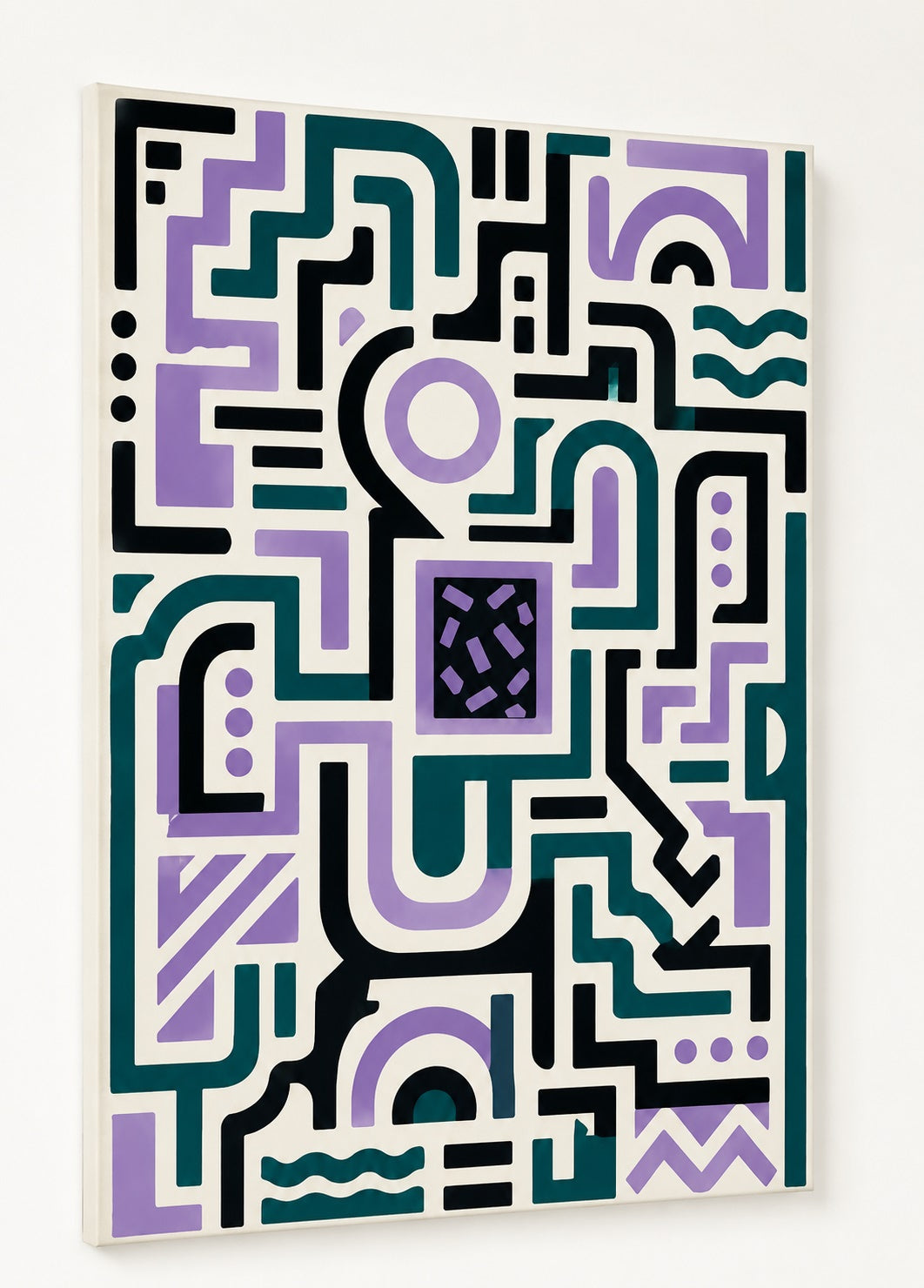 Décoration murale abstraite minimaliste et graphique pour intérieur contemporain
