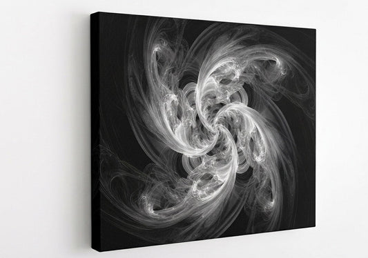 Tableau contemporain avec formes fluides en spirale et contrastes noir et blanc apportant dynamisme et élégance à votre intérieur
