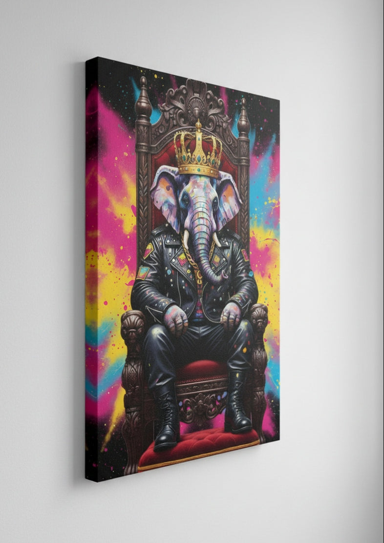 Tableau éléphant pop art vu de profil avec châssis