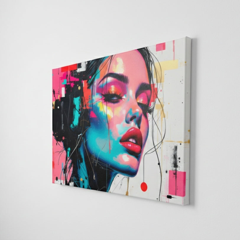 Tableau visage femme art urbain
